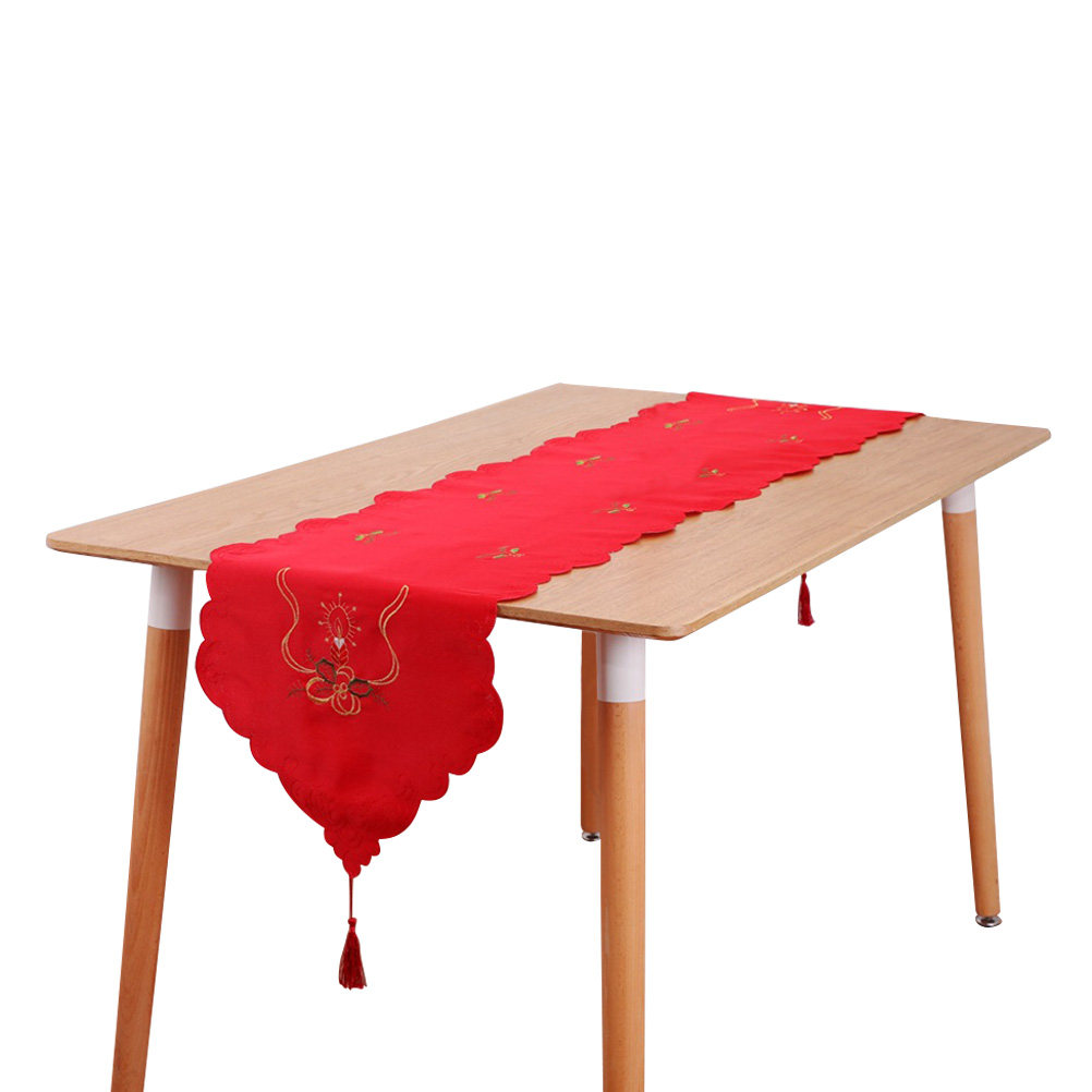 Embroidery Xmas Decorations - Mantel Bordado Navideño con Patrón Rojo,