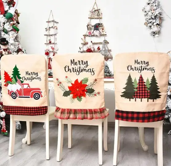 Embroidery Xmas Decorations - 4/6/8 Uds. Funda navideña para silla,