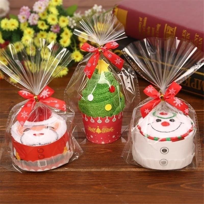 Embroidery Xmas Decorations - Toallas navideñas de 30x30cm, bonito pastel
