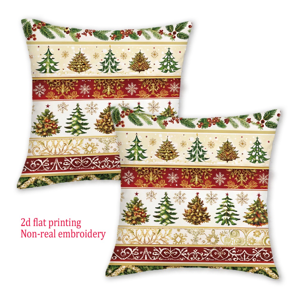 Embroidery Xmas Decorations - 2 uds, fundas de cojín planas