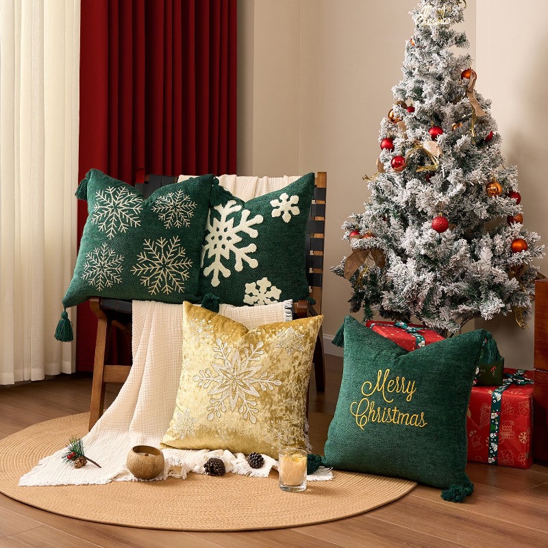 Embroidery Xmas Decorations - Funda de Cojín con Diseño de