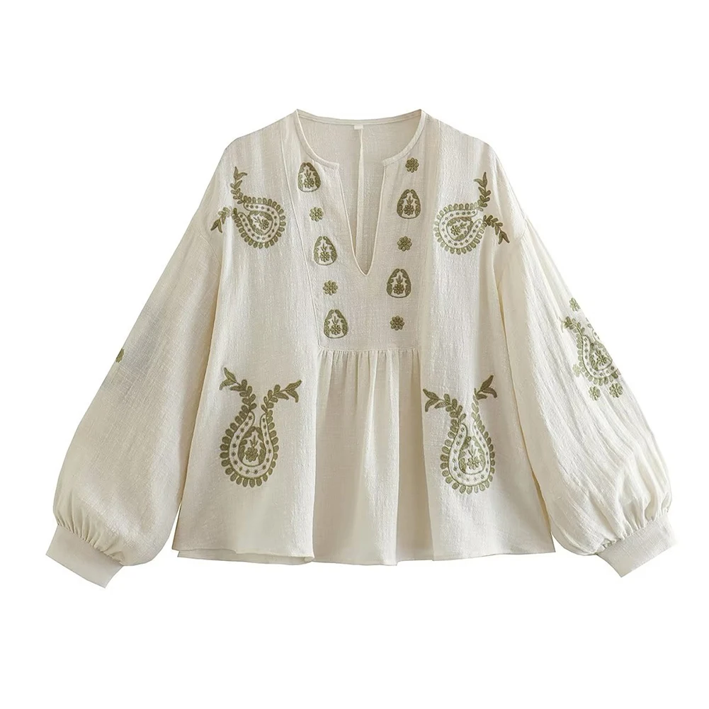 Embroidery On Shirt - Nueva camisa holgada de algodón bordada