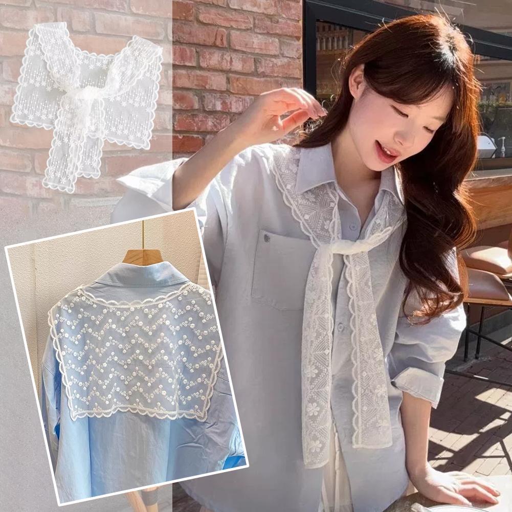 Embroidery On Shirt - Chal de encaje francés para mujer,