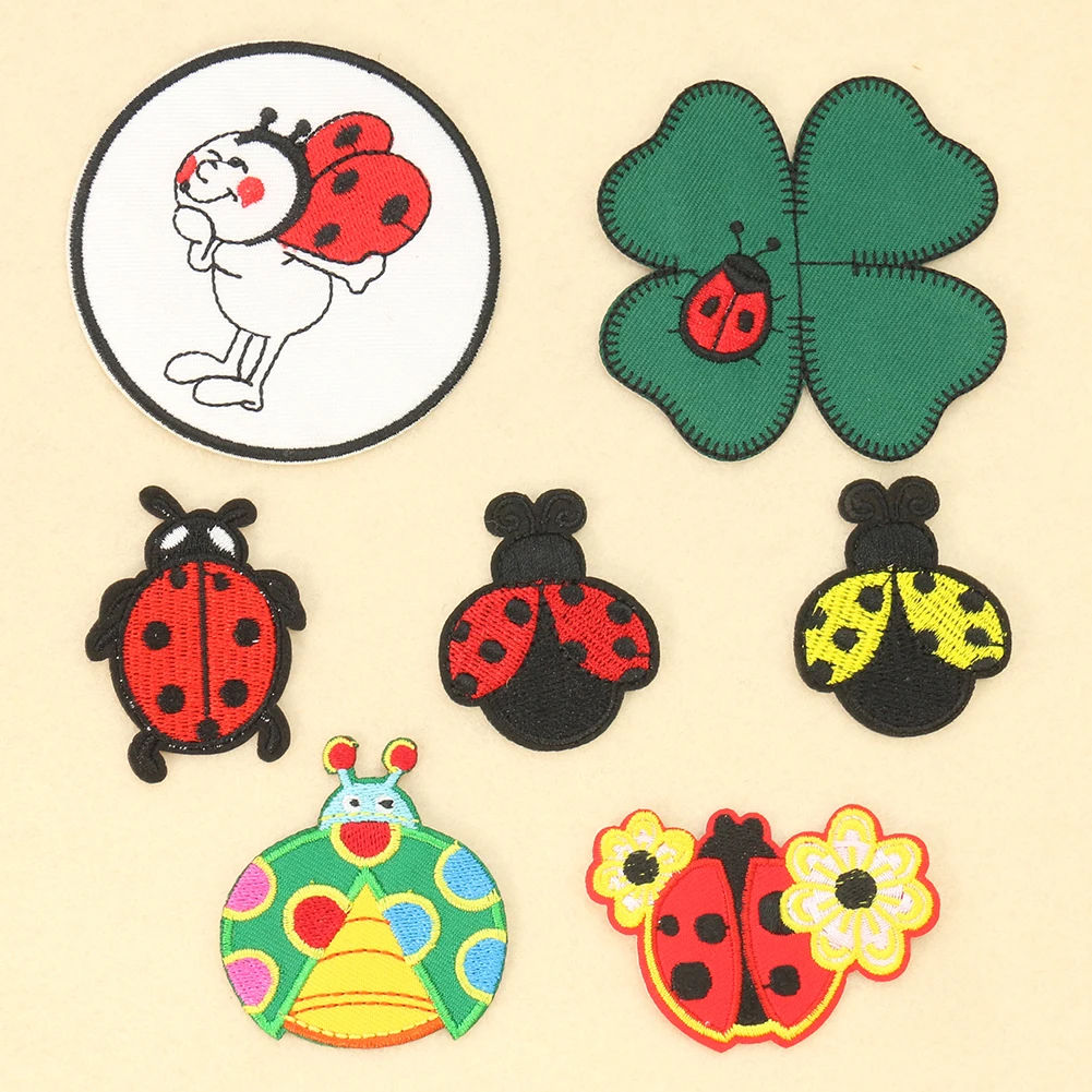 Embroidery Lady Bug - Calcomanías de ropa bordadas de trébol