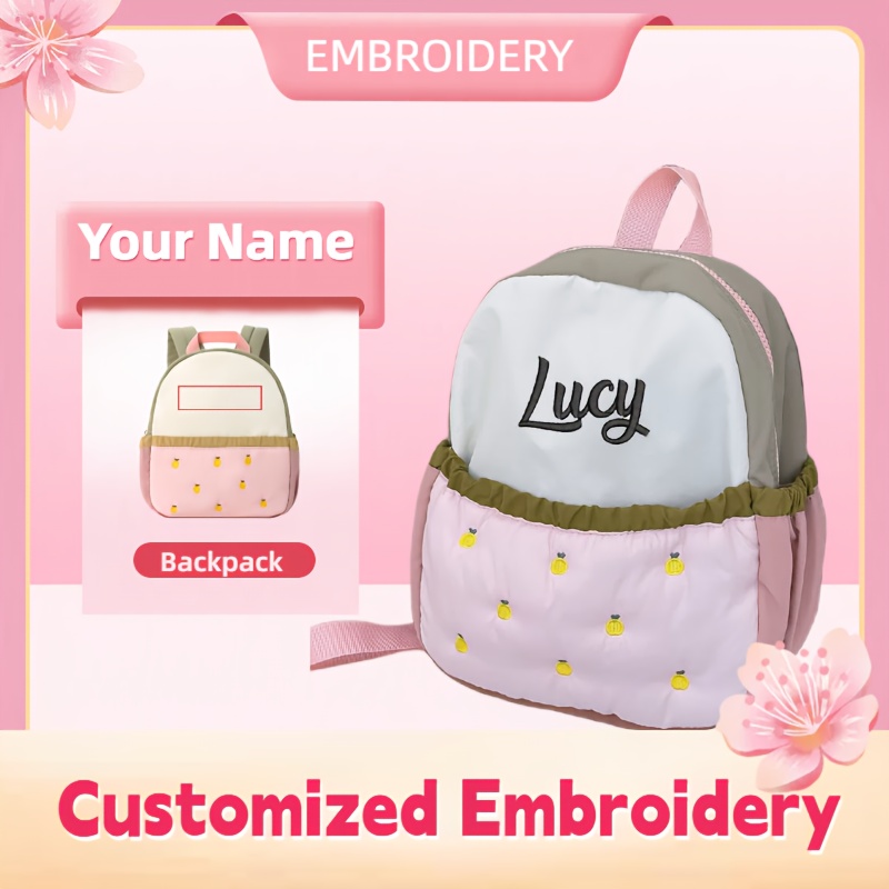 Embroidery Font Free - Mochila pequeña bordada con nombre personalizado,
