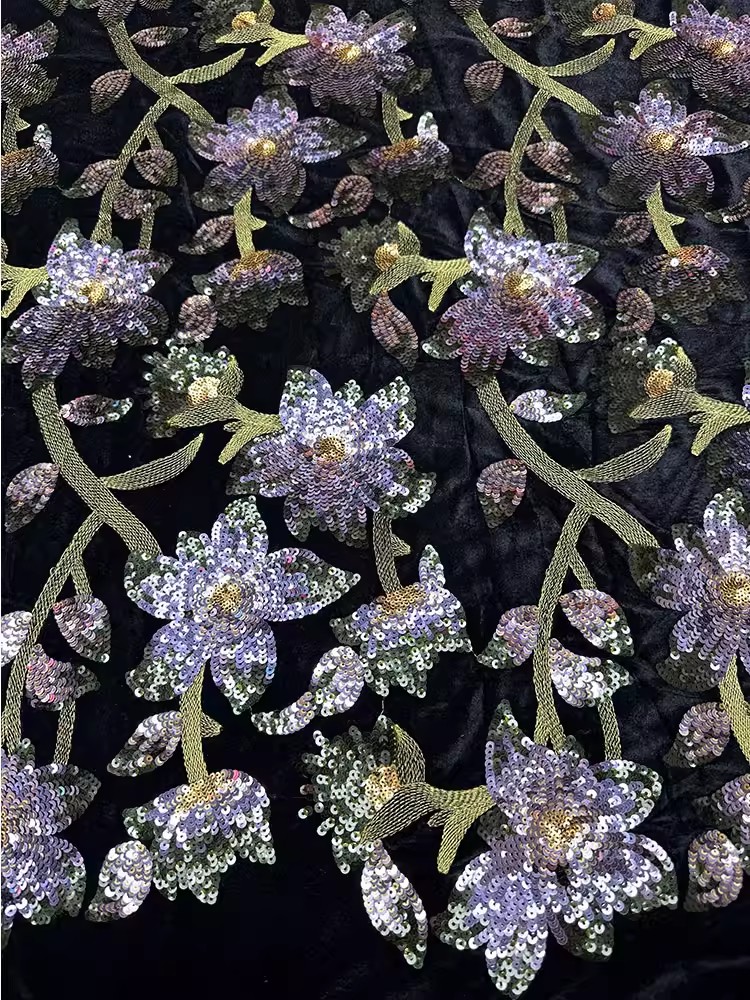 Embroidery Beads - Tela de terciopelo retro de 1
