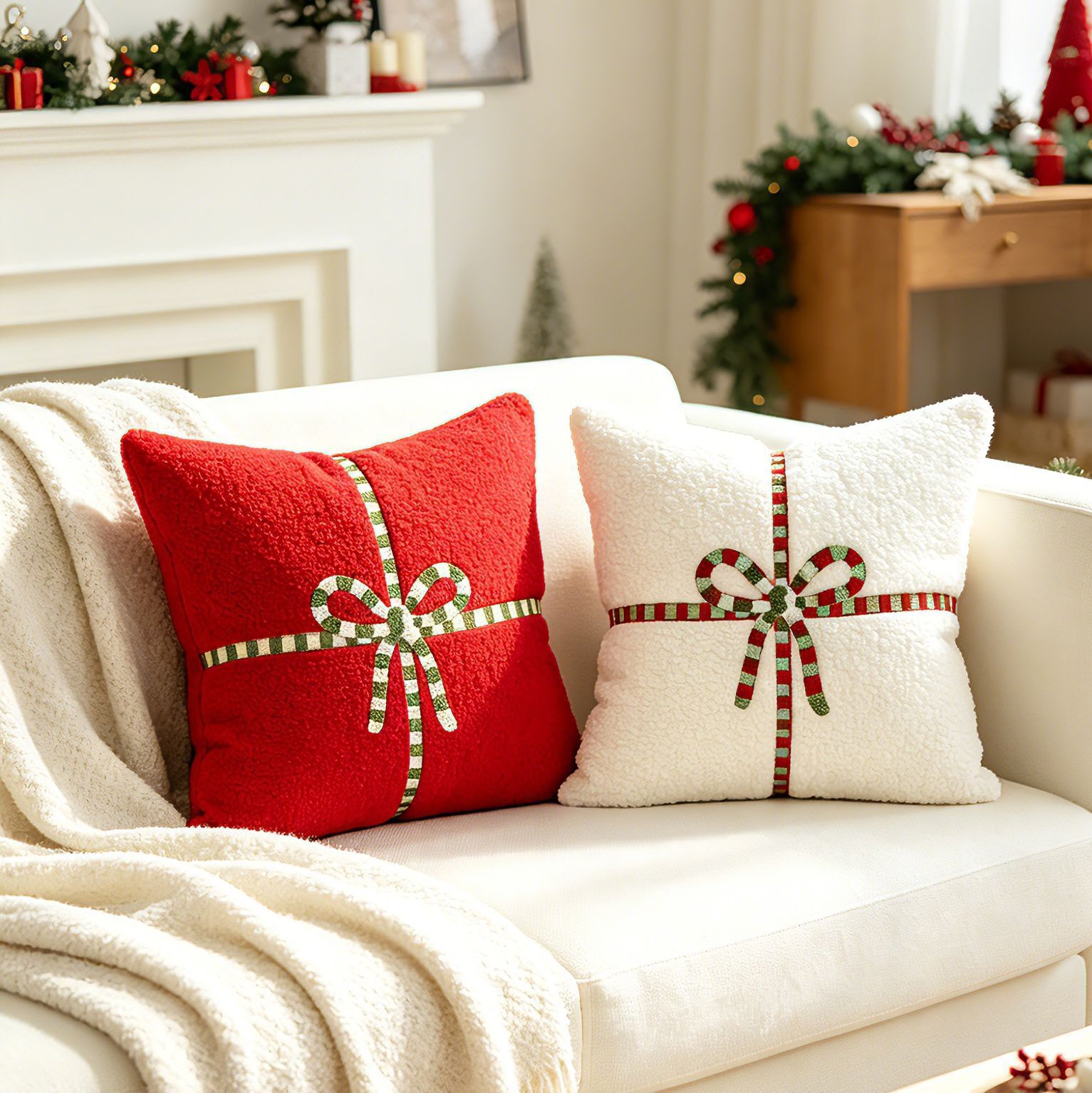 Funda de cojín de felpa con la - Embroidery Xmas Decorations reseña y precio