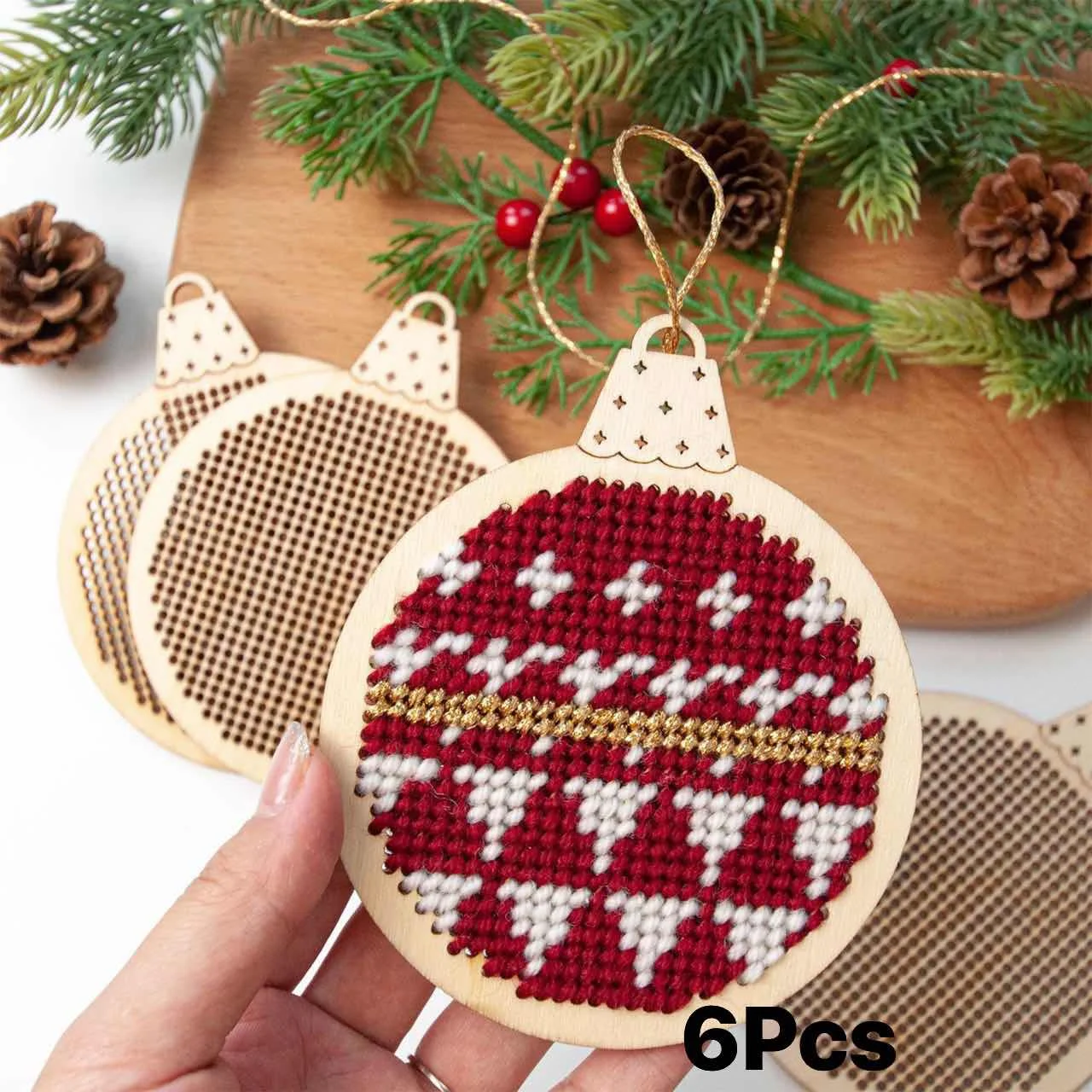 12 Piezas de Adornos de Madera - Embroidery Xmas Decorations reseña y precio