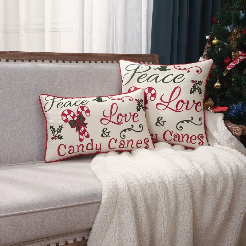 Funda de cojín navideña con bo - Embroidery Xmas Decorations reseña y precio