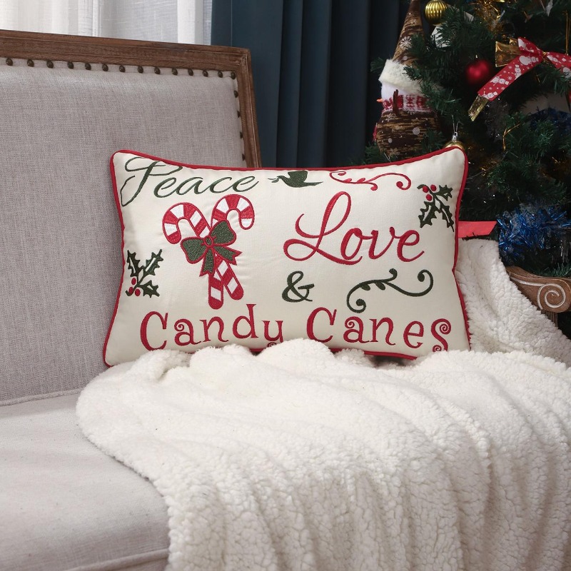 Funda de cojín navideña con bo - Embroidery Xmas Decorations reseña y precio